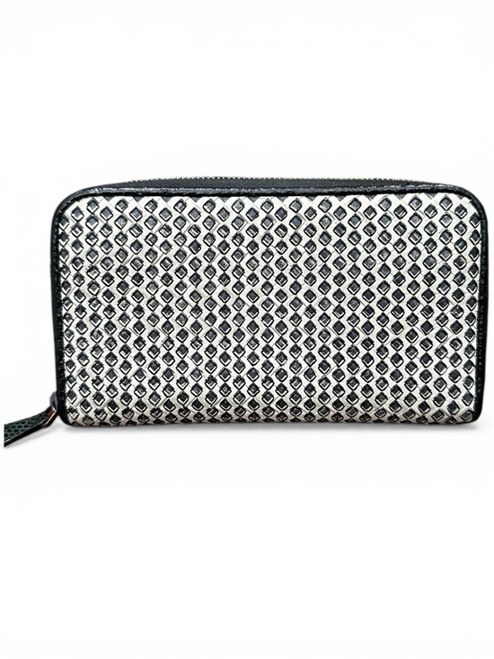 Bottega Veneta Handbags - Vintage Bottega Veneta Geometric Zip Around Wallet Black White Rare